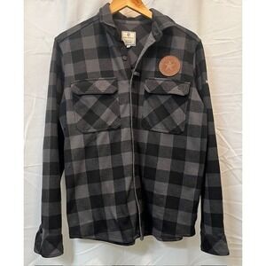 Born Primitive Flannel Shirt Mens SM Blk/Gre Woodsman Stretchy Plaid Long Sleeve